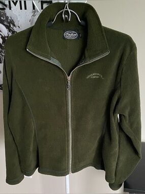 Woman’s Indian Motorcycle Olive Green Full-Zip Teddy Fleece Jacket
